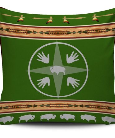 Blue Bisons Running Native American Pillow Covers