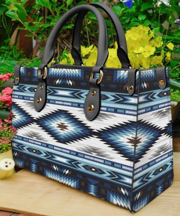 Blue Colors Pattern Leather Bag