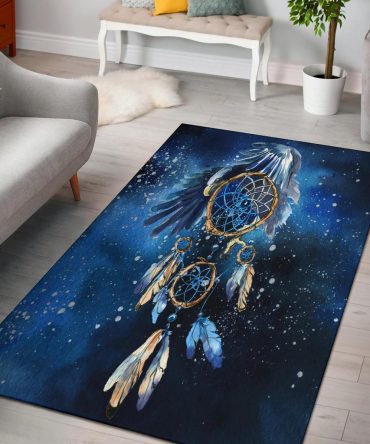 Blue Dreamcatcher Native American Design Area Rug