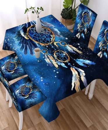 Blue Dreamcatcher Pattern Design Native American Tablecloth