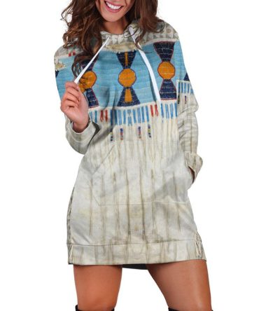 Blue Native Pattern Hoodie Dress