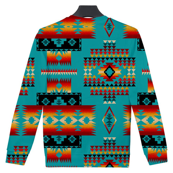 Blue Native Tribes Pattern Native American 3D Sweatshirt - Image 3