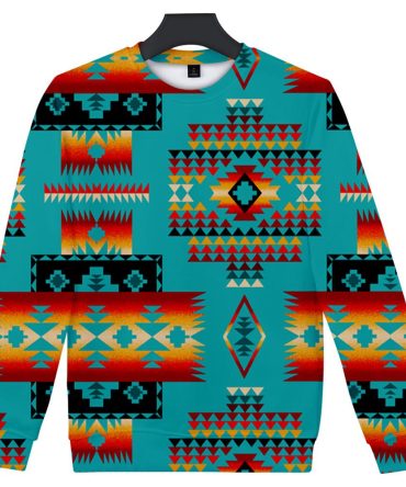 Blue Native Tribes Pattern Native American 3D Sweatshirt