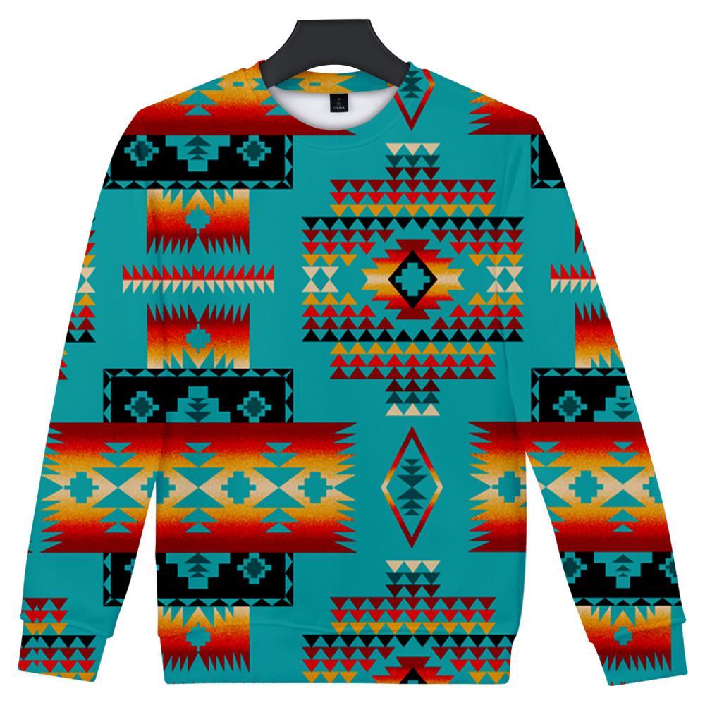 Blue Native Tribes Pattern Native American 3D Sweatshirt