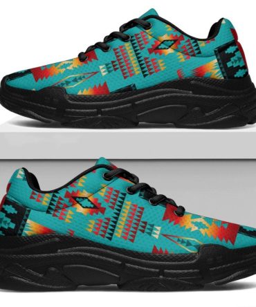 Blue Native Tribes Pattern Native American Chunky Sneakers