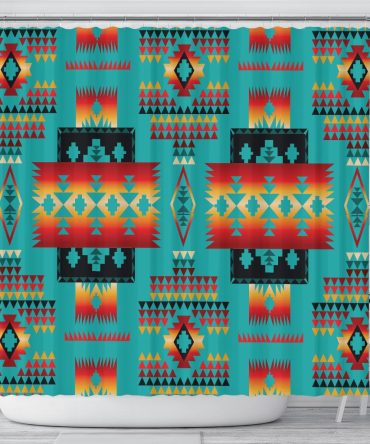Blue Native Tribes Pattern Native American Shower Curtain