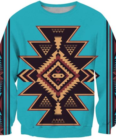 Blue Pattern Ethnic Native American 3D Sweatshirt