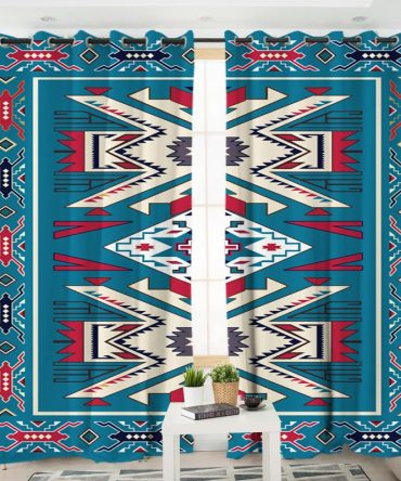 Blue Pink Native Design Native American Living Room Curtain