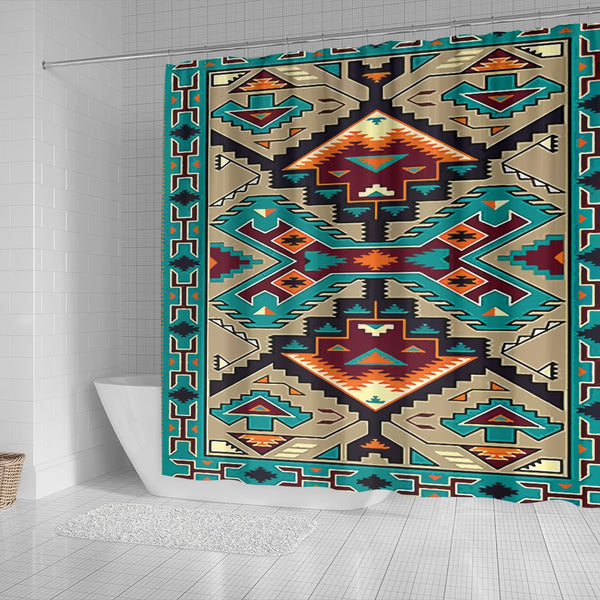Blue Tribe Pattern Native American Design Shower Curtain - Image 3