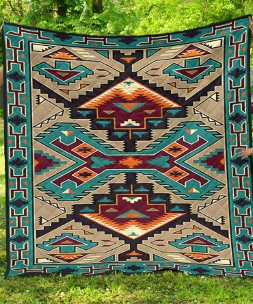 Blue United Tribes Art Native American Design Premium Quilt