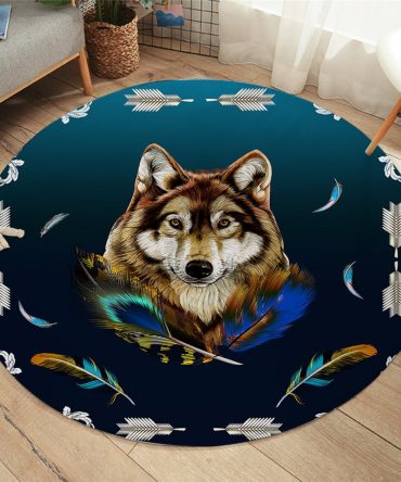 Blue Wolf Round Carpets