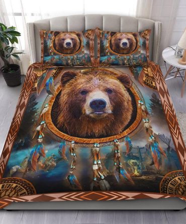 Brown Bear Dreamcatcher Native American Bedding Set
