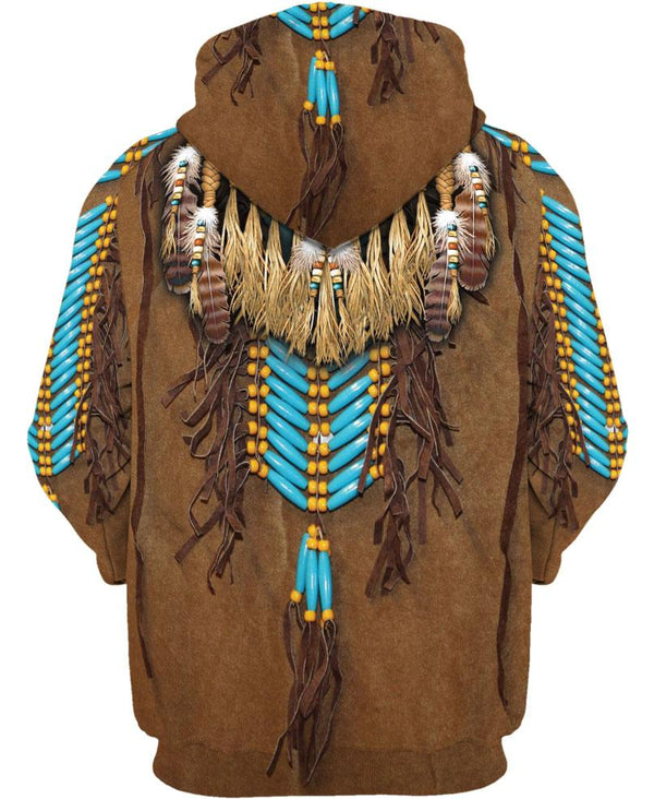 Brown Native American Pattern Hoodie - Image 2