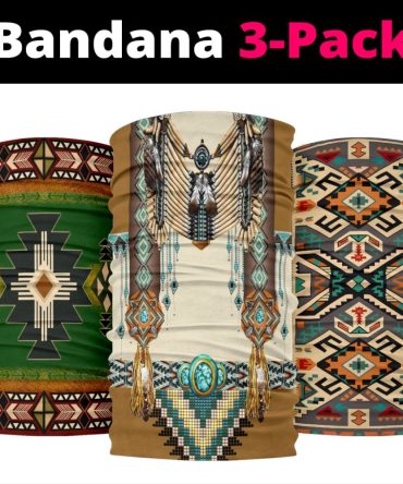Brown Pattern Breastplate Native American Bandana 3-Pack New