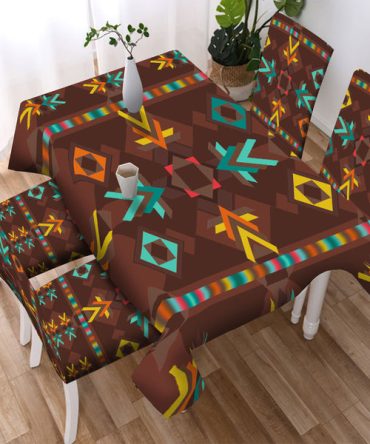 Brown Pattern Design Native American Tablecloth