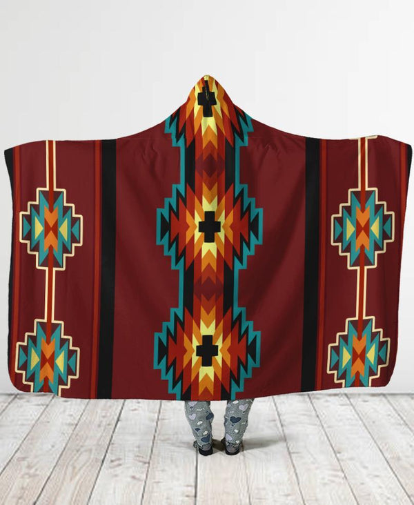 Brown Pattern Hooded Blanket