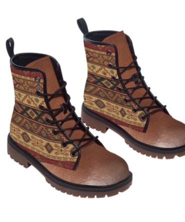 Brown Pattern Native Leather Martin Short Boots Men