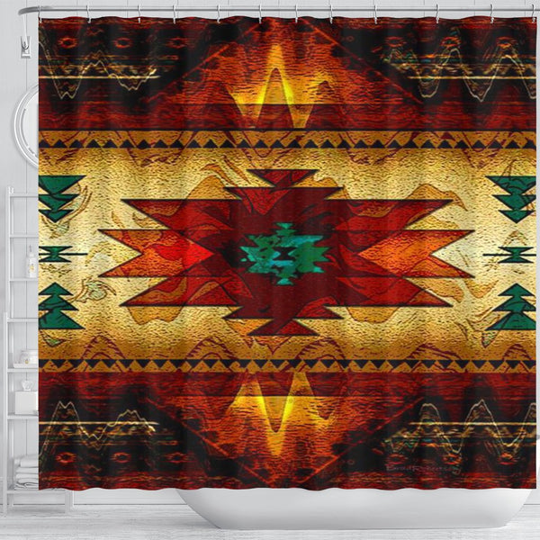 Brown Tribe Pattern Native American Design Shower Curtain - Image 4