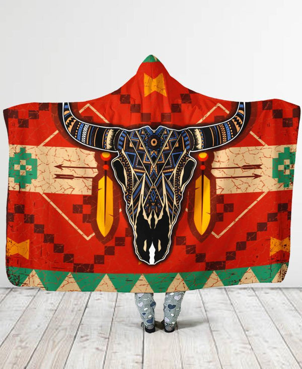Buffalo Pattern Hooded Blanket