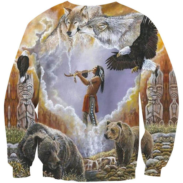 Calling The Totem Spirit Animal Native American Design 3D Sweatshirt - Image 3