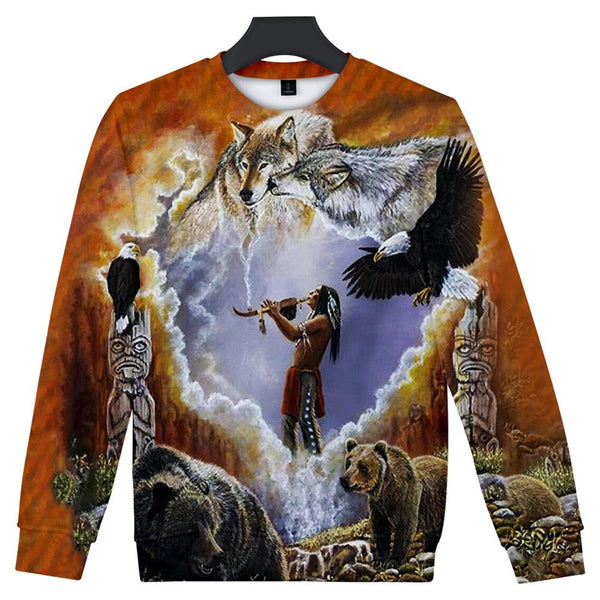 Calling The Totems Native American Art Sweatshirt - Image 2