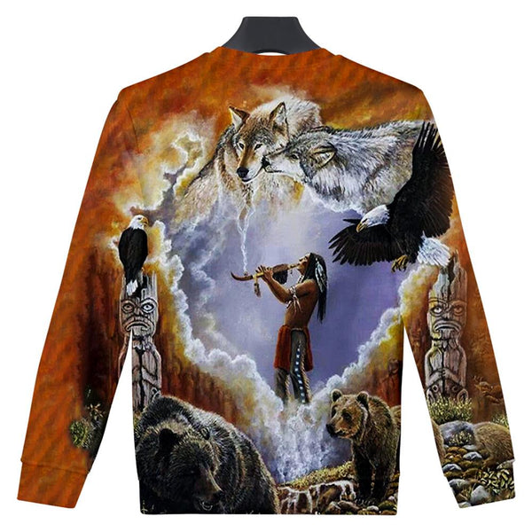 Calling The Totems Native American Art Sweatshirt - Image 3