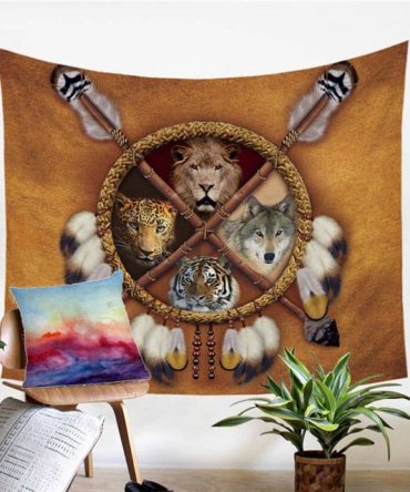 Carpet Lion Tiger Leopard Bear Tapestry