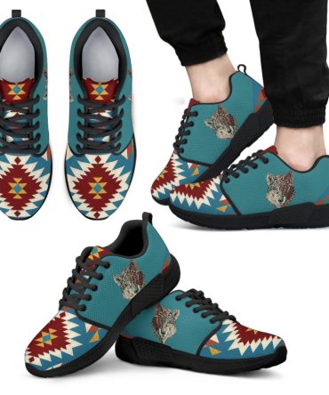 Color Full Half Face Wolf Men's Athletic Sneakers