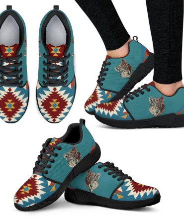 Color Full Half Face Wolf Women's Athletic Sneakers