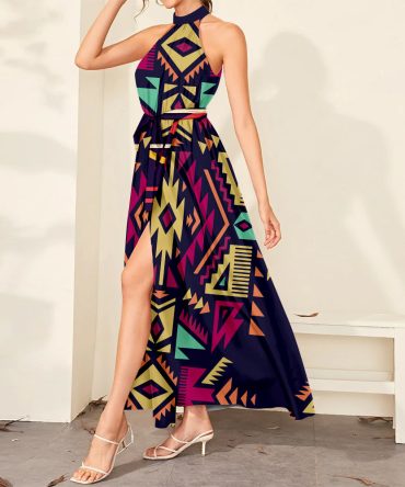 Pattern Tribal Native Dress Maxi Ligation