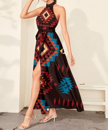 Pattern Tribal Native Dress Maxi Ligation