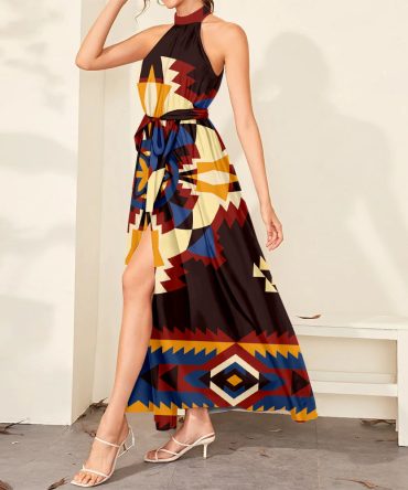 Pattern Tribal Native Dress Maxi Ligation