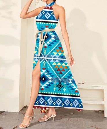 Pattern Tribal Native Dress Maxi Ligation