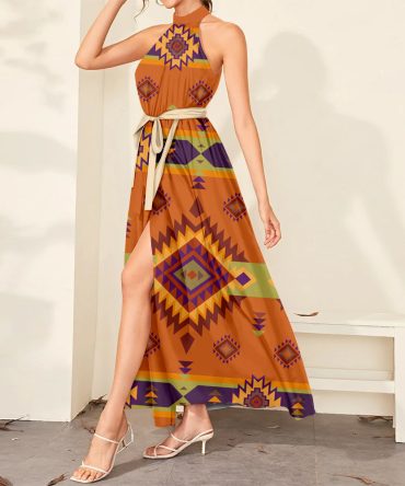 Pattern Tribal Native Dress Maxi Ligation
