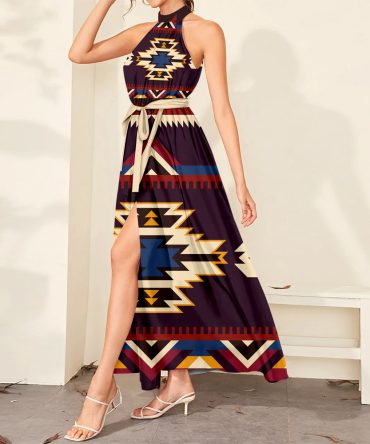 Pattern Tribal Native Dress Maxi Ligation