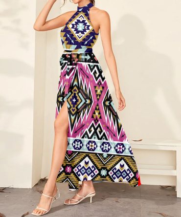 Pattern Tribal Native Dress Maxi Ligation