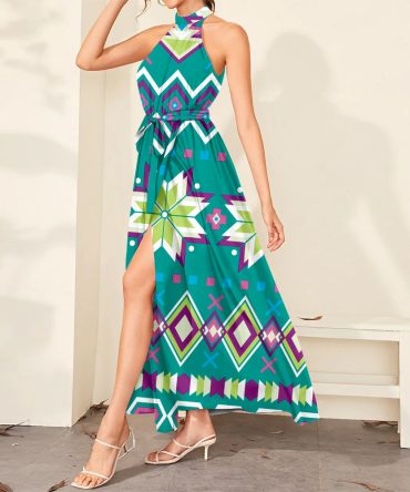 Pattern Tribal Native Dress Maxi Ligation