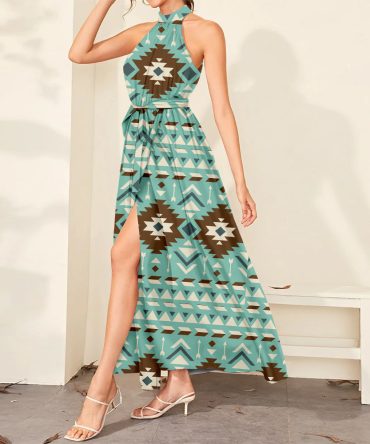 Pattern Tribal Native Dress Maxi Ligation