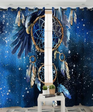 Dreamcatcher Blue Galaxy Native American Design Window Living Room Curtain