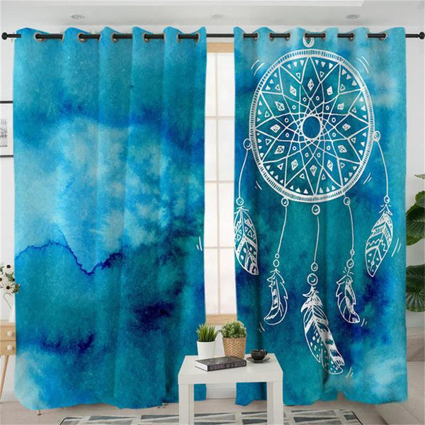 Dreamcatcher Blue Pink Purple Native American Design Window Living Room Curtain - Image 2