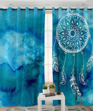 Dreamcatcher Blue Pink Purple Native American Design Window Living Room Curtain