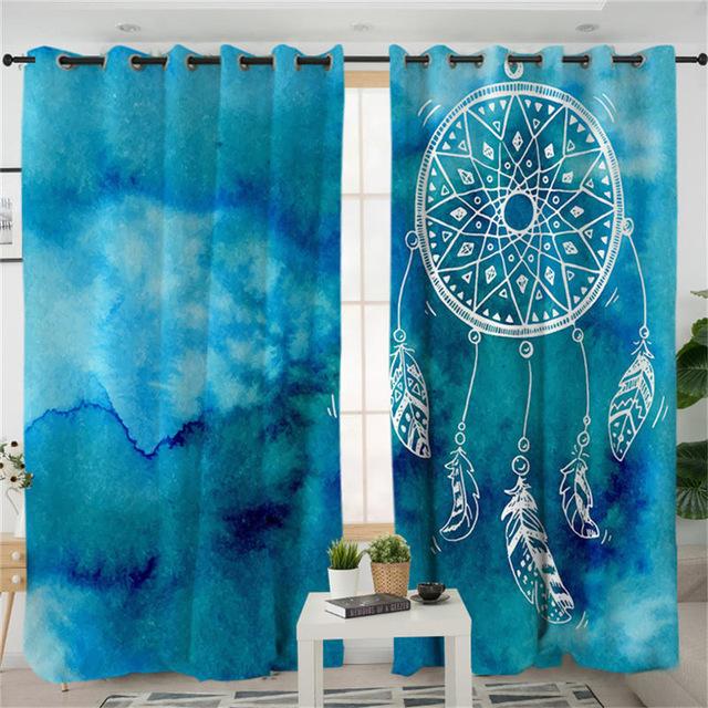 Dreamcatcher Blue Pink Purple Native American Design Window Living Room Curtain