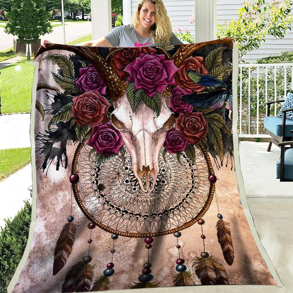 Dreamcatcher Rose Fleece Blanket - Image 3