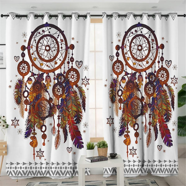Dreamcatcher Watercolor Native American Design Window Living Room Curtain - Image 3