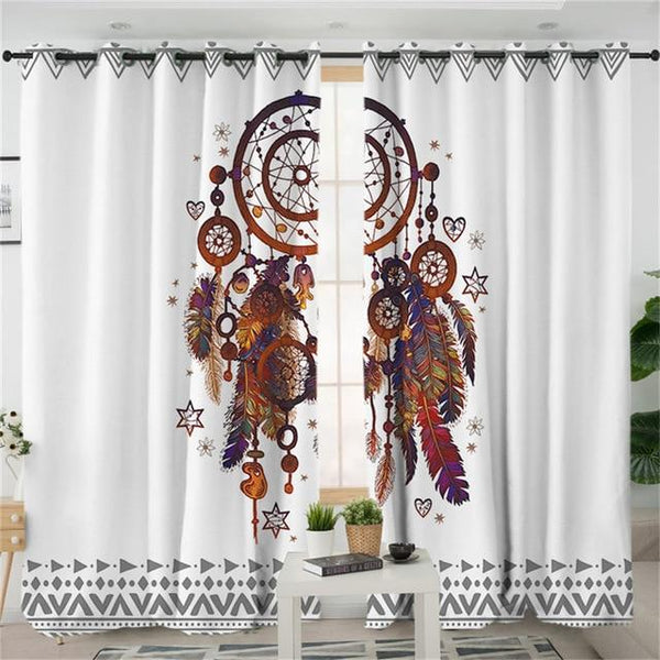 Dreamcatcher Watercolor Native American Design Window Living Room Curtain - Image 4