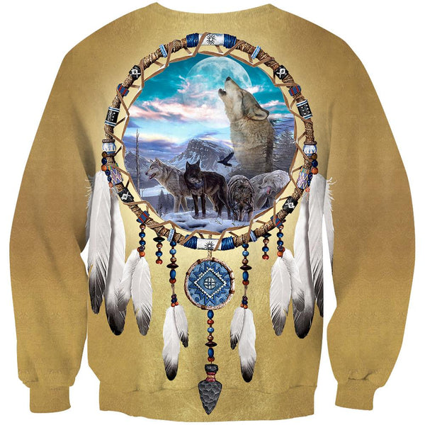 Dreamcatcher Wolf Native American 3D Sweatshirt - Image 3