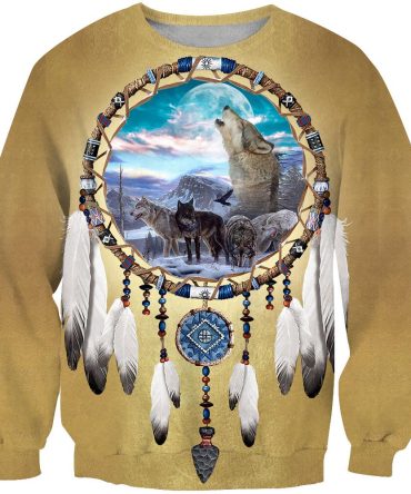 Dreamcatcher Wolf Native American 3D Sweatshirt