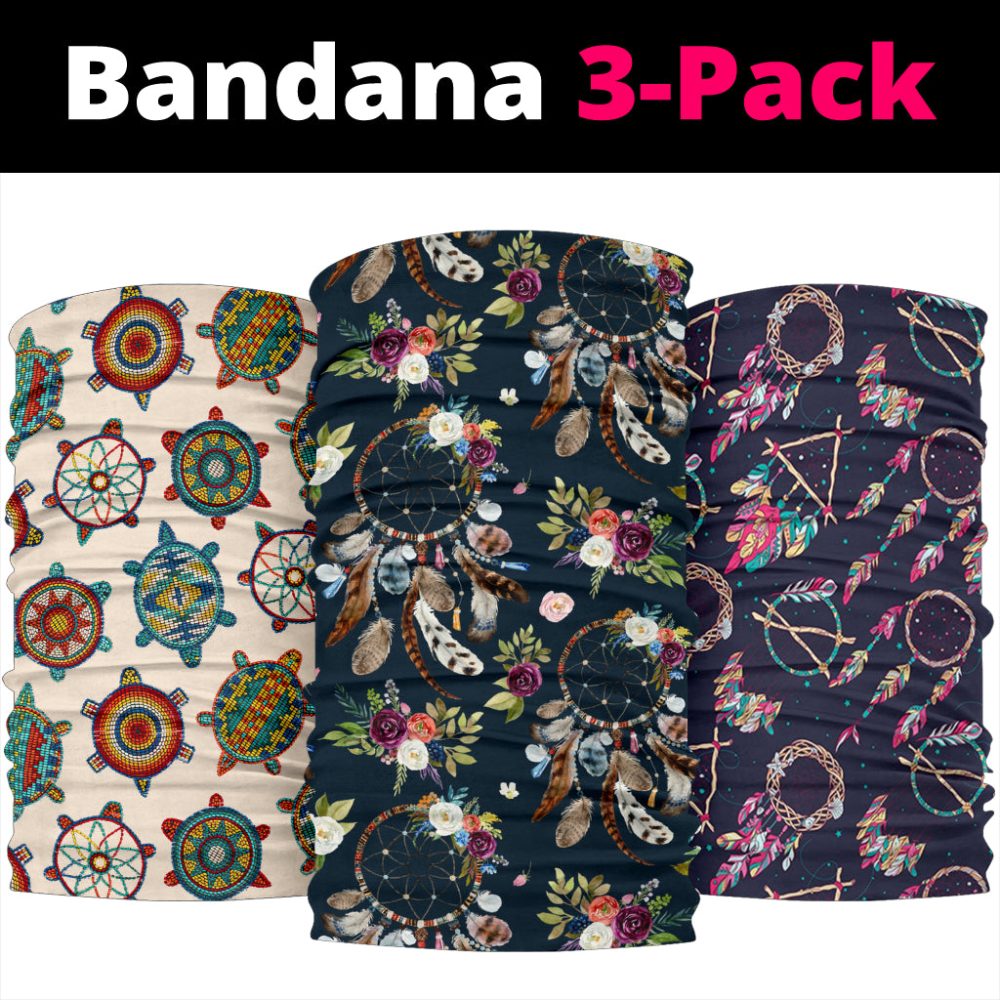 Dreamcatchers And Flowers Native American Bandana 3-Pack