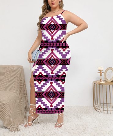 Pattern Native Oblique-Shoulder Exposure Dress With Side Split
