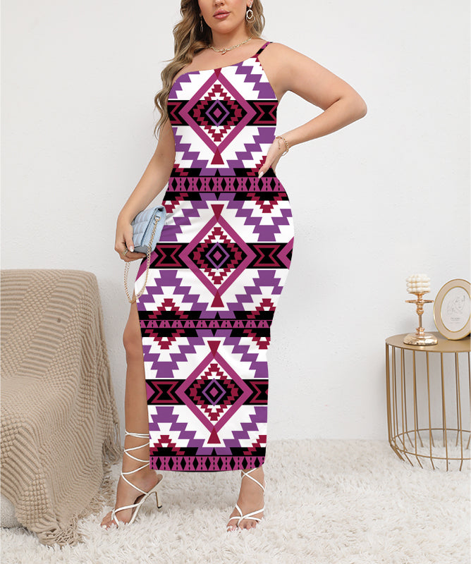 Pattern Native Oblique-Shoulder Exposure Dress With Side Split